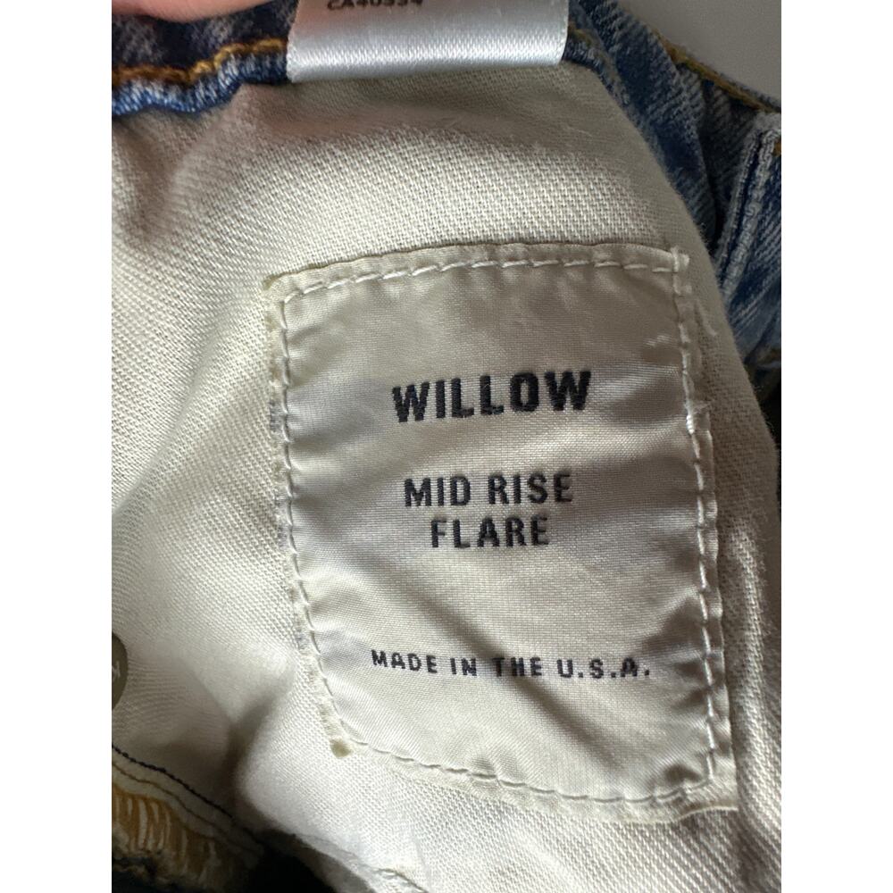 Baldwin‎ Jeans Willow Mid Rise Flare Two Tone Raw Hem Denim Size 24 Blue - Picture 11 of 11